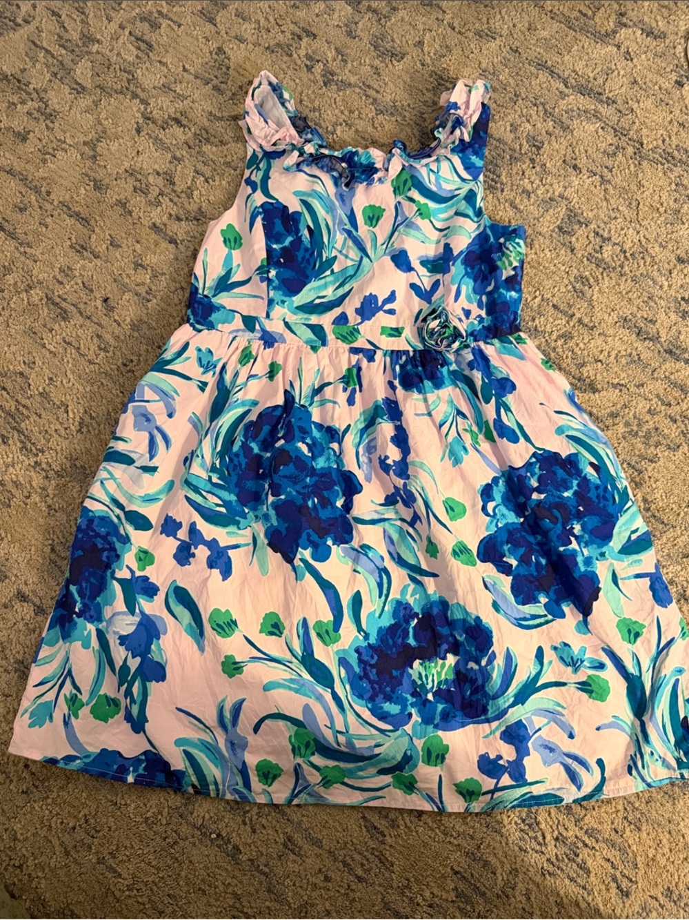 Lilly Pulitzer Pink Dress with Blue Floral Print